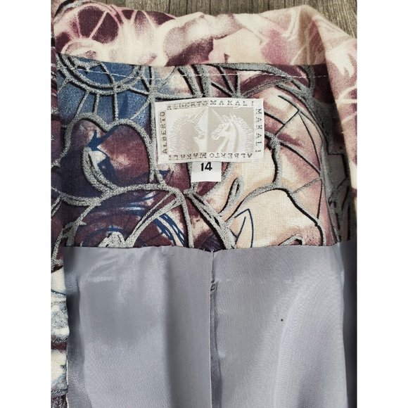 Alberto Makali Linen Blend Tapestry Ruffle Zip Front Short Sleeve Jacket With... - Picture 4 of 8